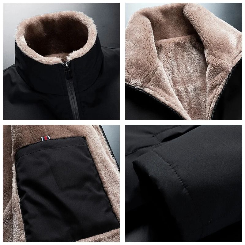 Winter Windproof Thick Fleece Jacket – Mens Classic Outdoor Outwear