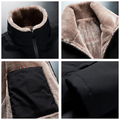 Winter Windproof Thick Fleece Jacket – Mens Classic Outdoor Outwear