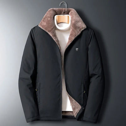 Winter Windproof Thick Fleece Jacket – Mens Classic Outdoor Outwear