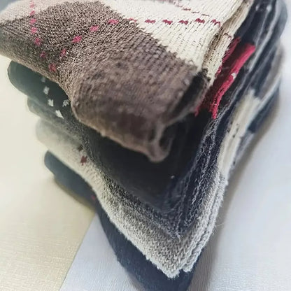 Warm Winter Men Wool Socks, Splicing Diamond Patterns, Thick Mid Length Cold Resistant Boots Socks, Soft & Durable